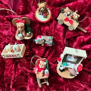 Vintage Wooden Bear Ornaments